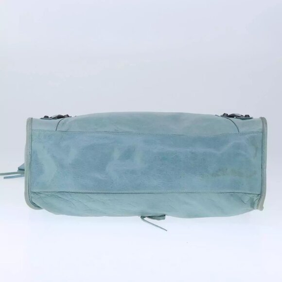 BALENCIAGA The City Hand Bag Leather 2way Light Blue Auth - Picture 13 of 16